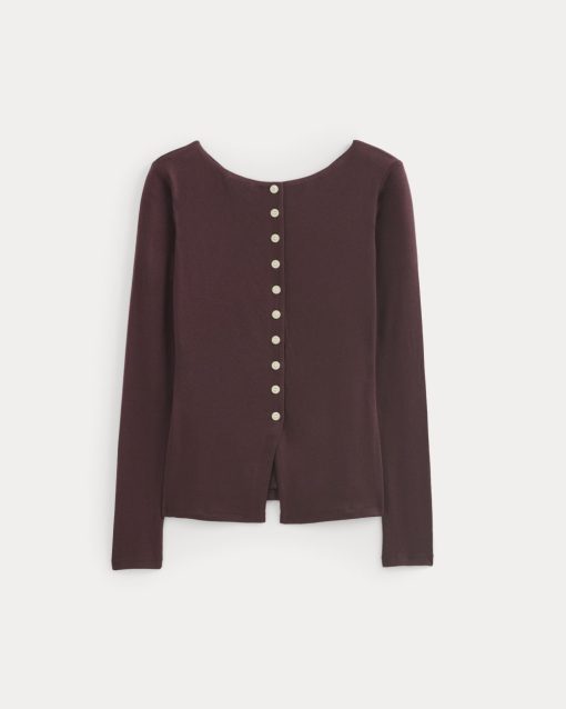 Alternative view of Button-Up Top in Butterluxe | Deep Plum