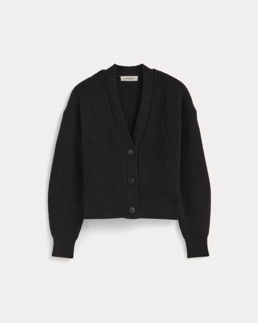 Alternative view of The Boxy Cardigan in Everyday Cotton | Black
