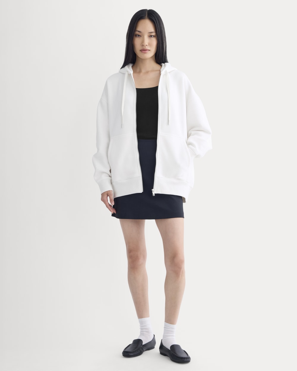 Luxe Fleece Oversized Full-Zip Hoodie | Bone - Image 3
