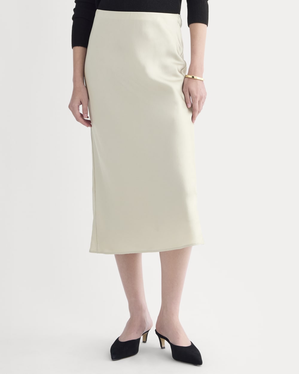 Slip Skirt in Silk Charmeuse | Bone - Image 3