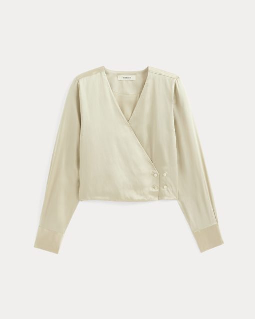 Alternative view of Wrap Top in Silk Charmeuse | Peyote