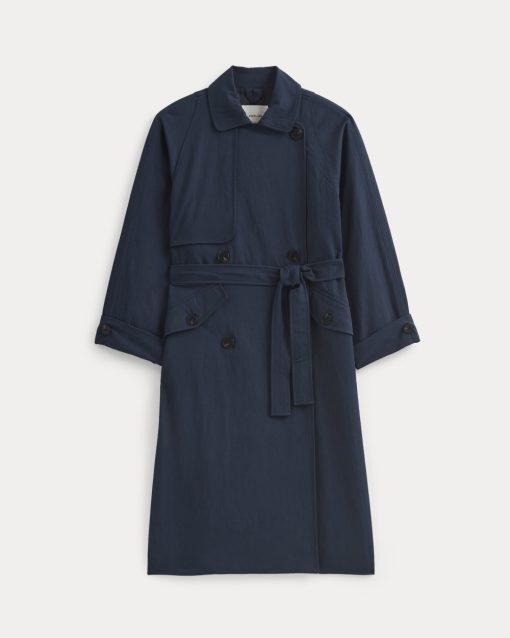 Alternative view of Drapey Twill Trench | Navy