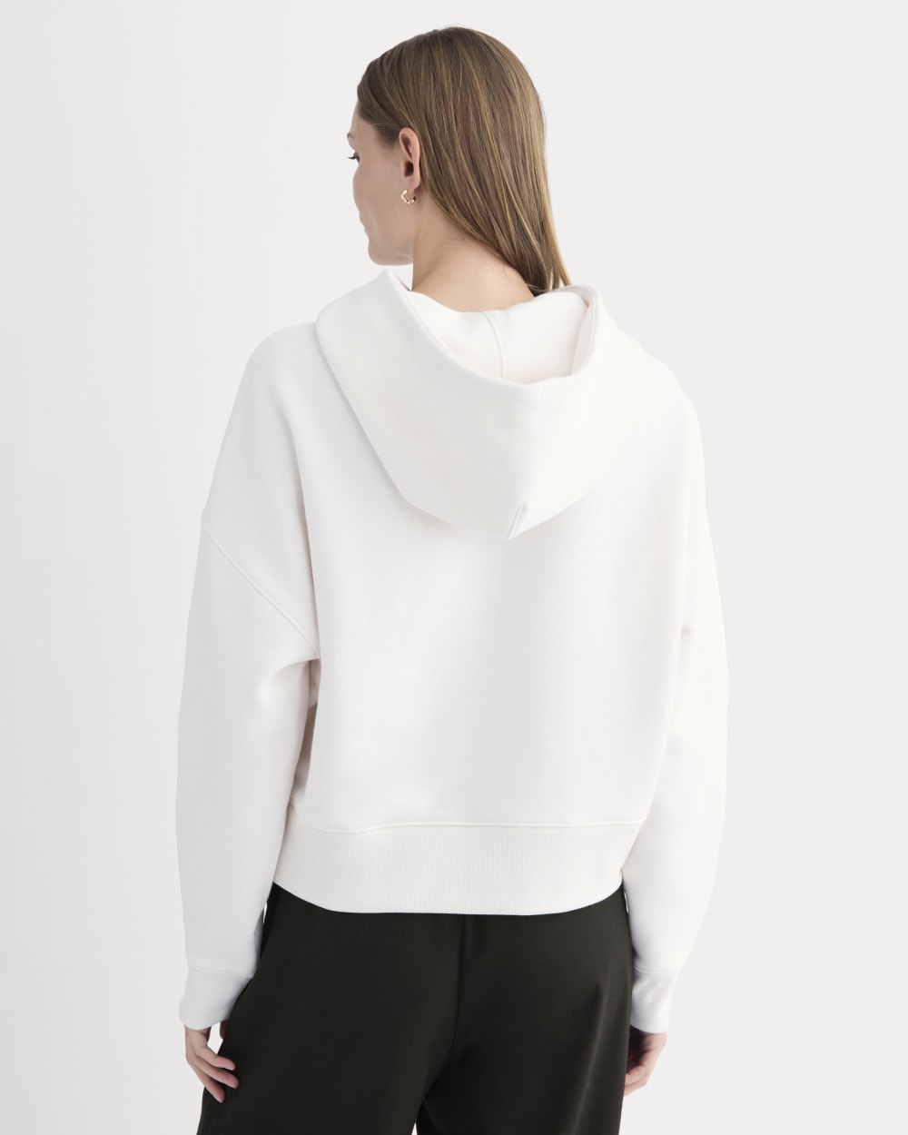 Cropped Luxe Fleece Hoodie | Bone - Image 5