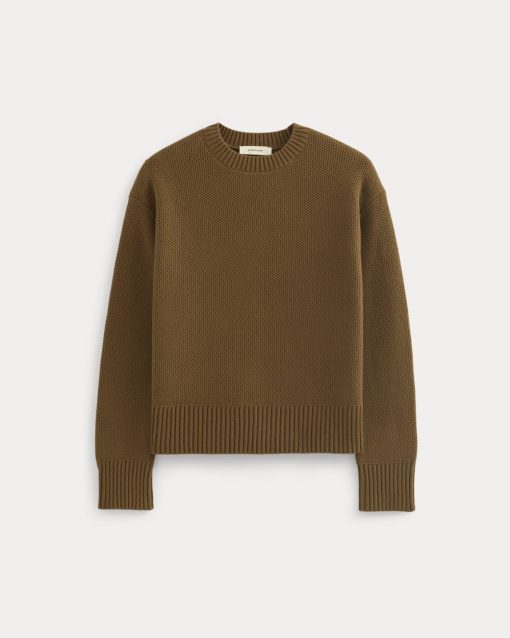 Alternative view of The Cotton Honeycomb Square Crew | Toffee