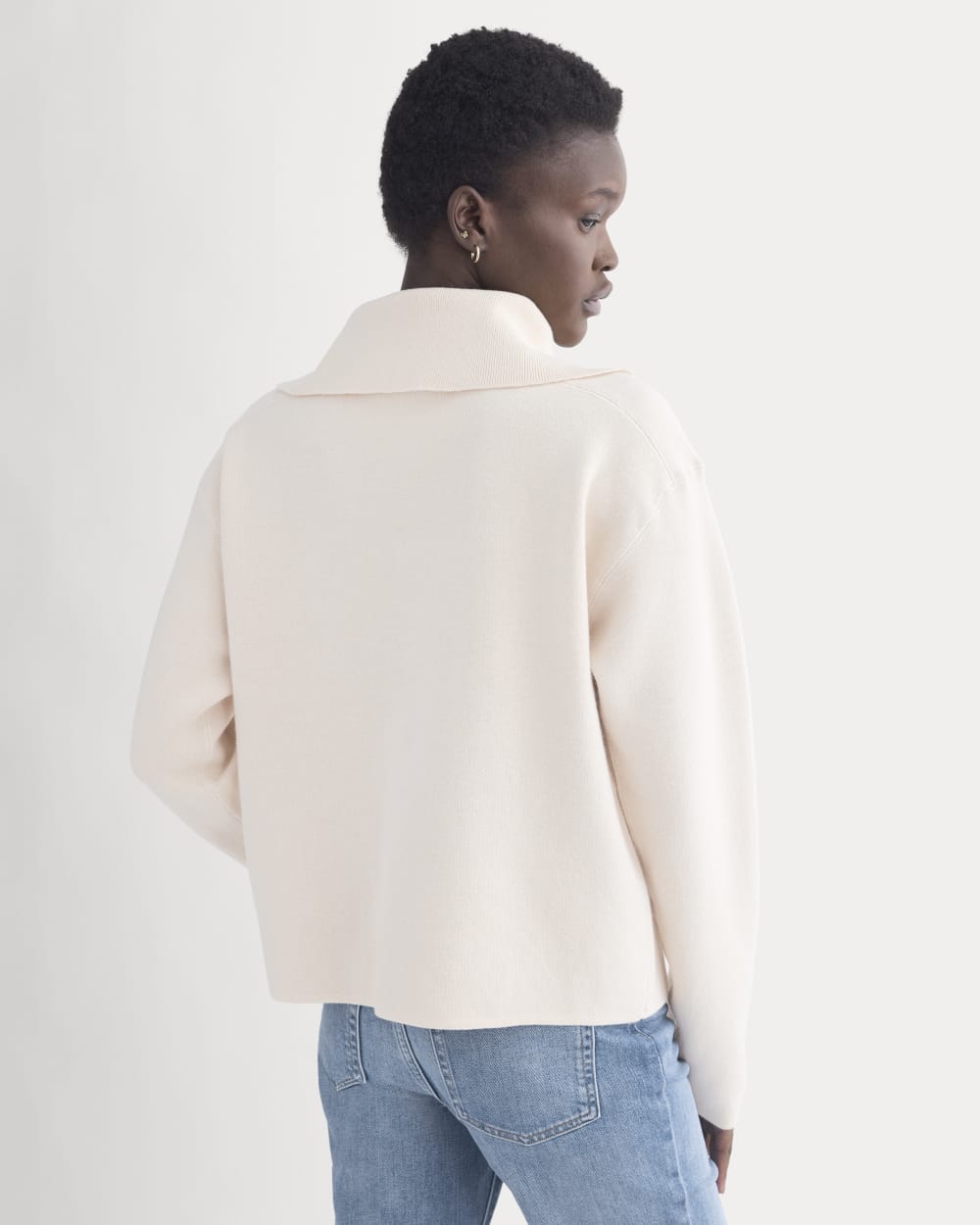 Double Knit Half-Zip in Cotton Merino | Bone/Cream/Sand/Light Camel - Image 5