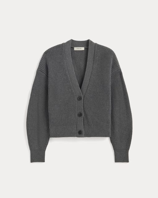 Alternative view of The Boxy Cardigan in Everyday Cotton | Heathered Charcoal