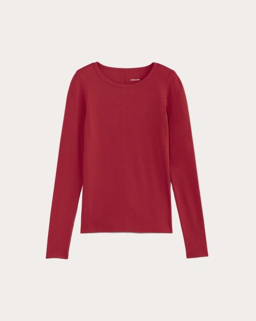 Alternative view of The Luxe Rib Long-Sleeve Crew | Berry Red