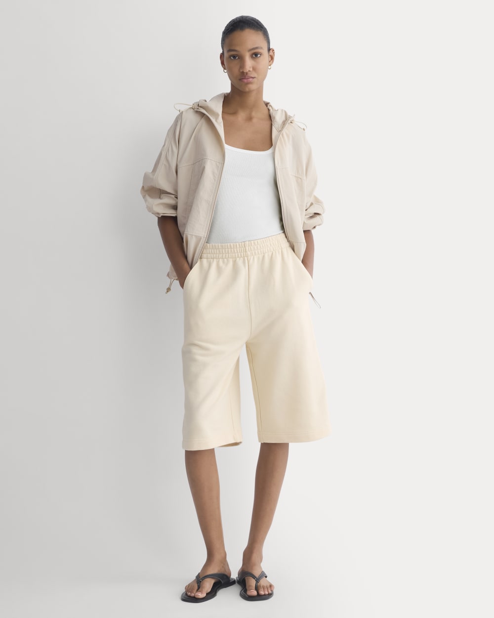 Lightweight Terry Long Shorts | Parchment