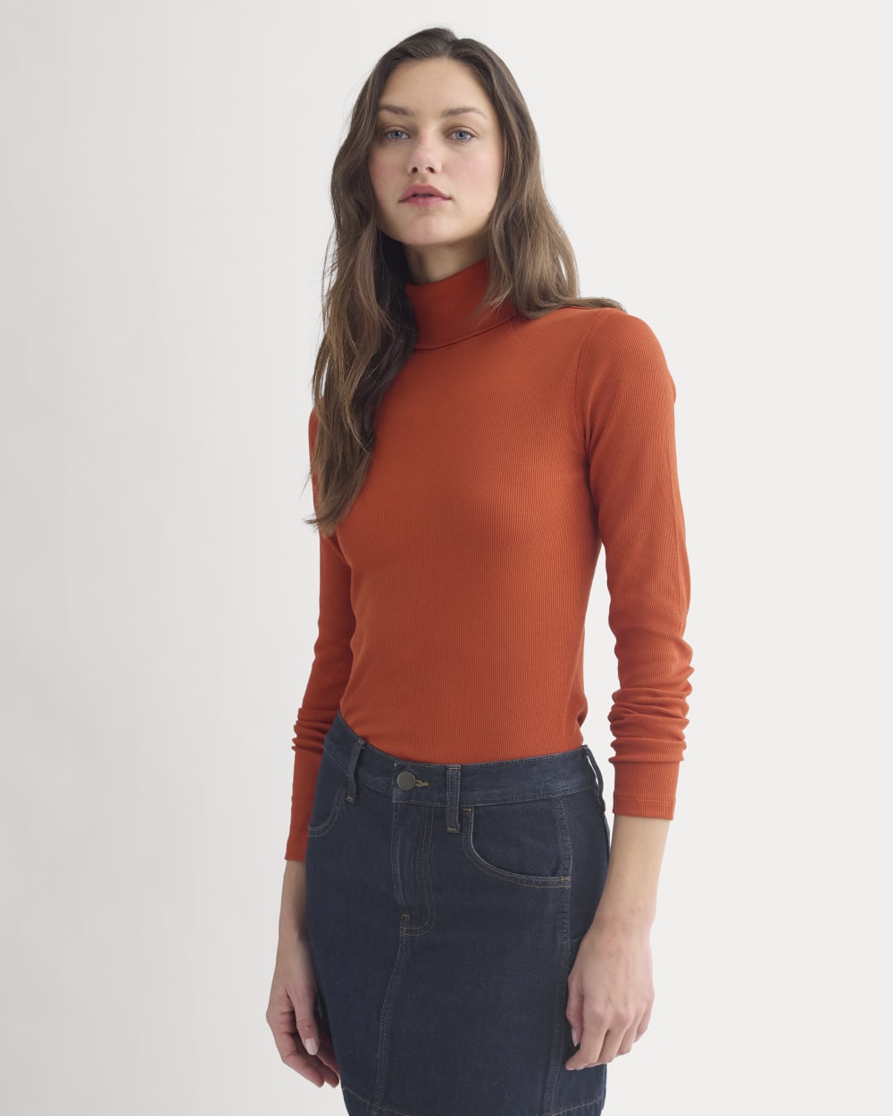 The Luxe Rib Turtleneck | Rust