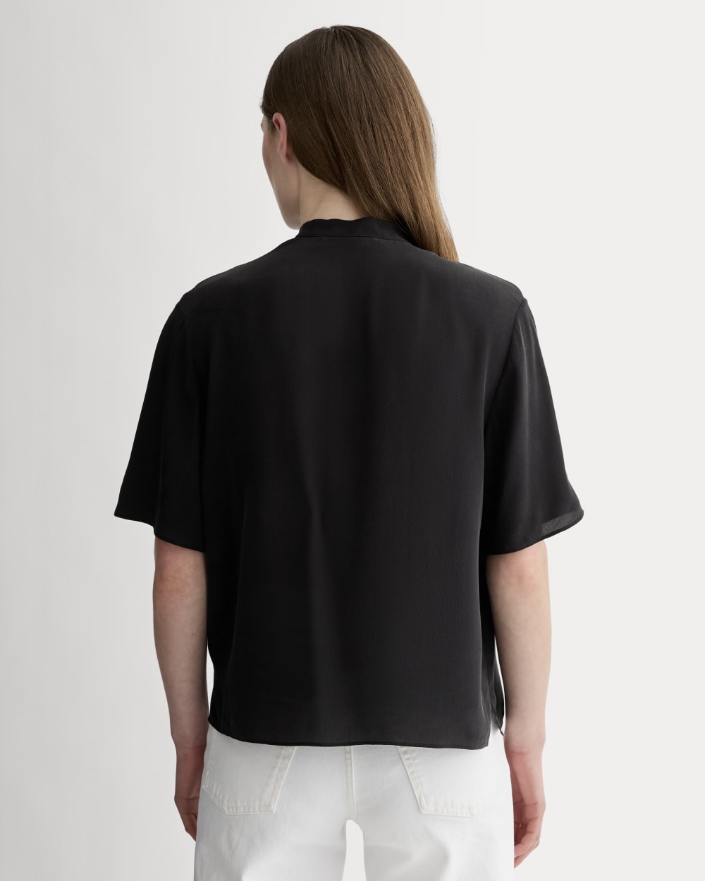 The Popover Top in Washable Silk | Black - Image 5