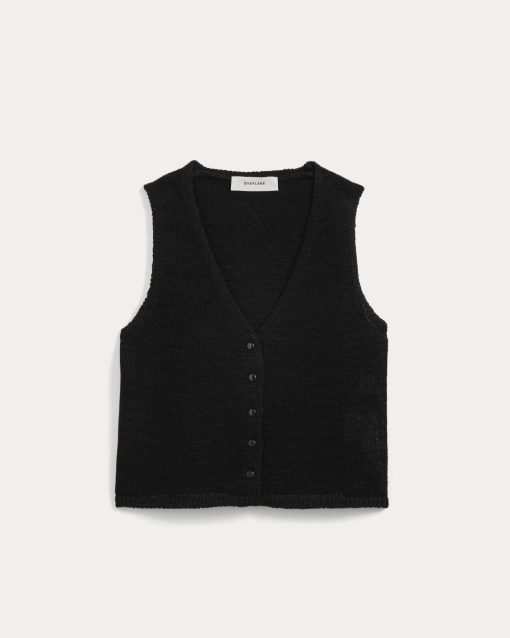 Alternative view of Button-Front Tank in Tape Yarn | Black