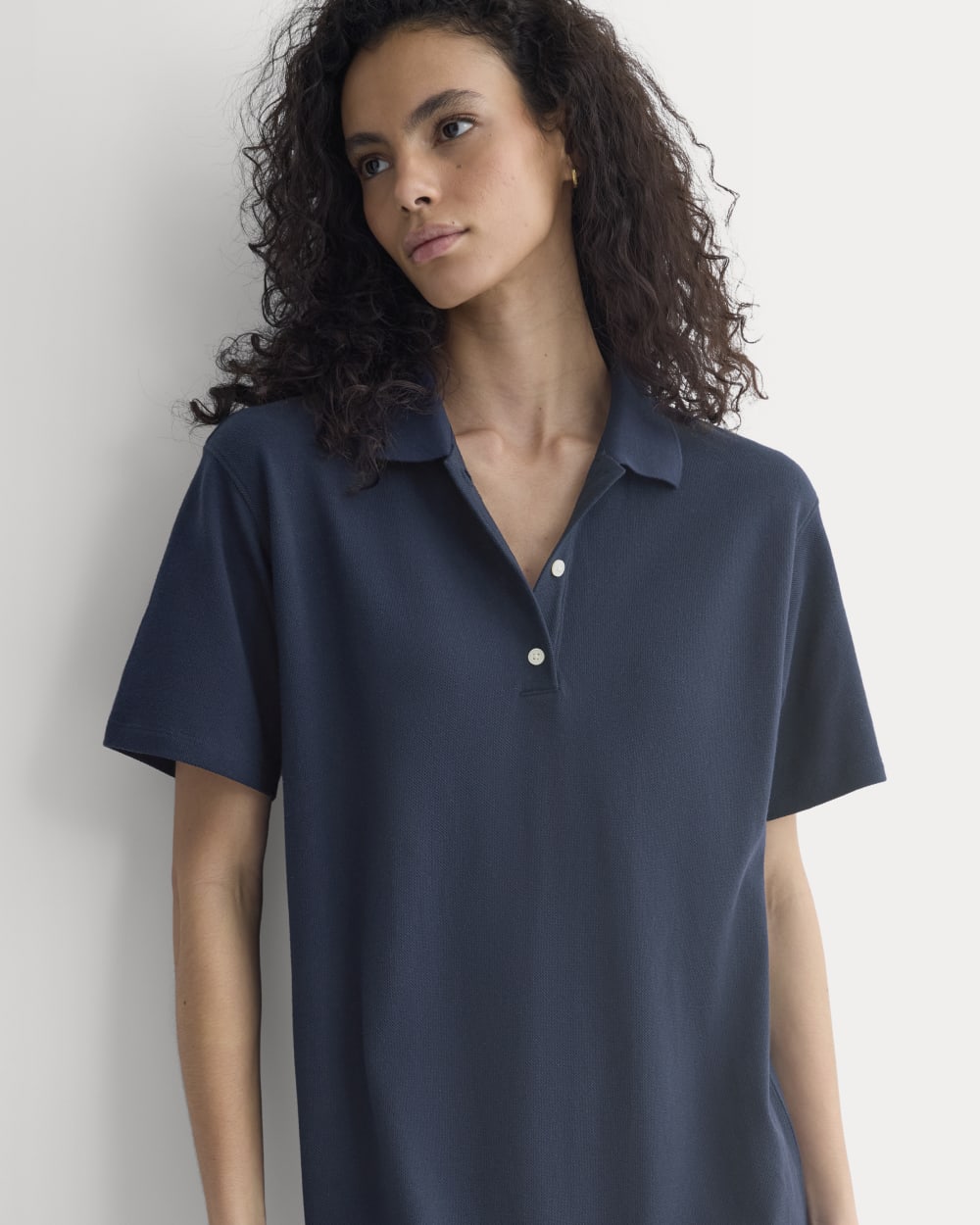 Pique Polo Short-Sleeve Dress | Navy - Image 3