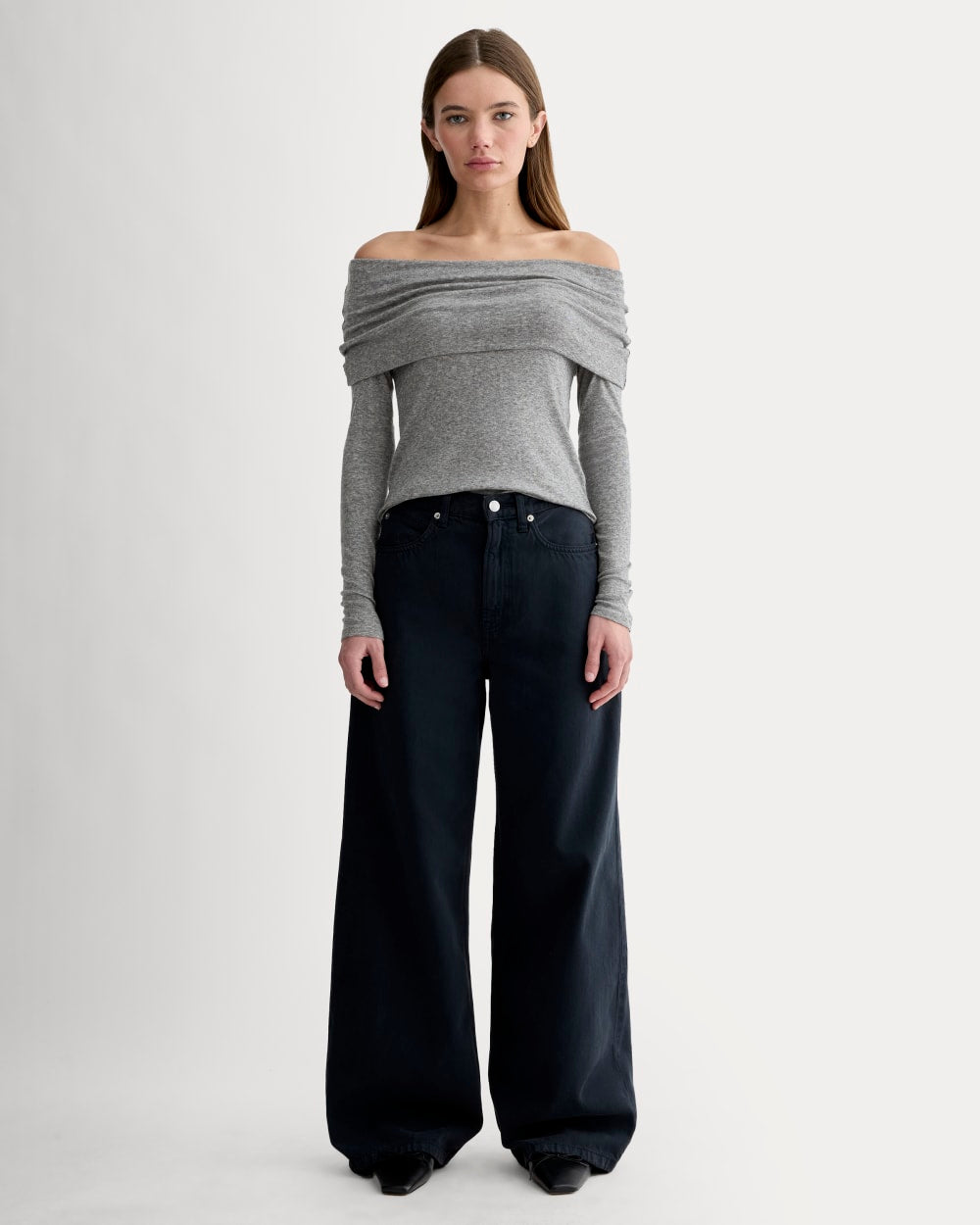 The Off-the-Shoulder Top in Butterluxe | Heather Charcoal - Image 3
