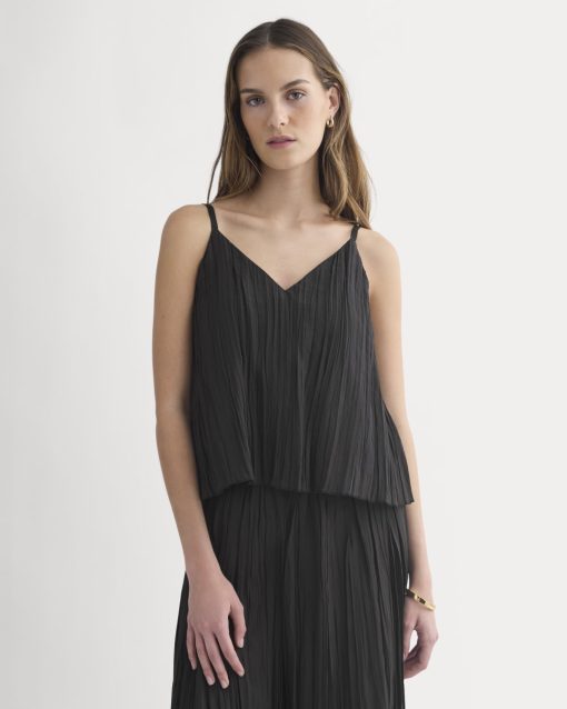 Crinkle Trapeze Tank | Black