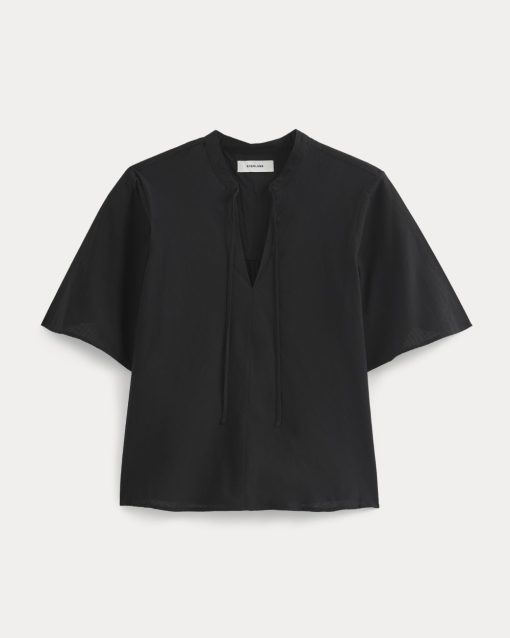 Alternative view of The Gauze Tie-Front Shirt | Black