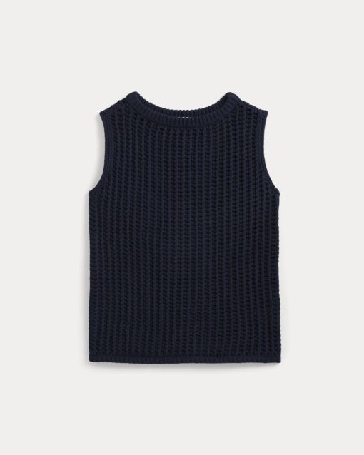 Alternative view of Open-Knit Tunic Vest in Elevated Cotton | Navy