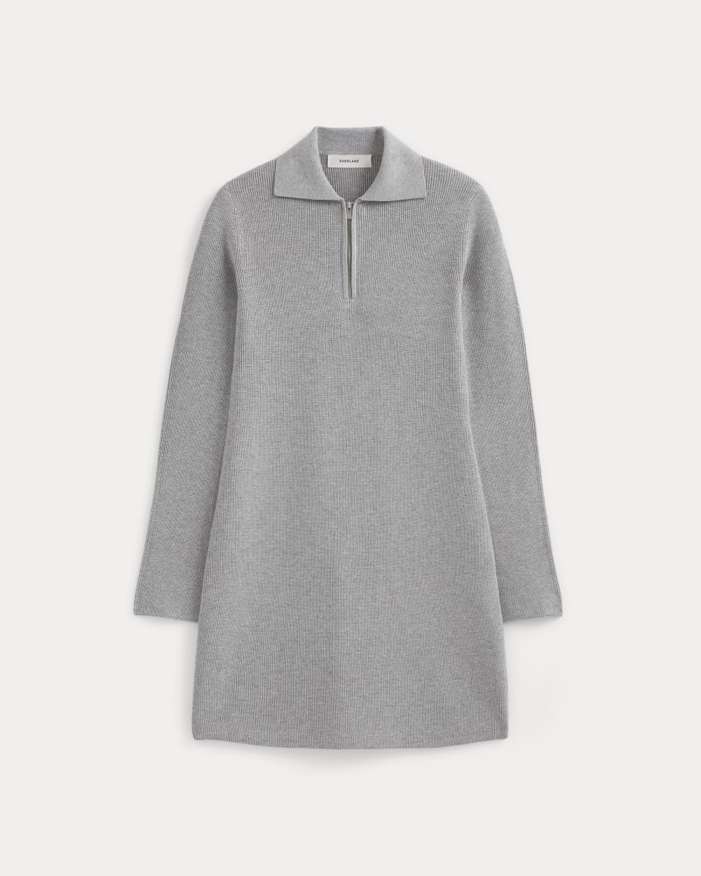 Knit Quarter-Zip Polo Dress | Light Heathered Grey - Image 2