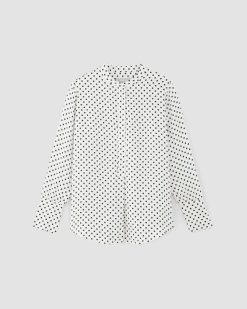 Alternative view of The Hammered Satin Popover Shirt | Bone / Black Polka Dot