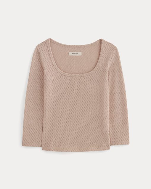Alternative view of The Pointelle Scoop-Neck Top | Rose Smoke