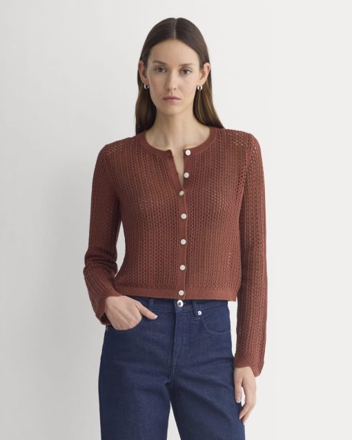 Lace-Knit Cardigan | Henna Red
