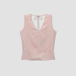 Alternative view of The Satin V-Neck Top | Petal Pink