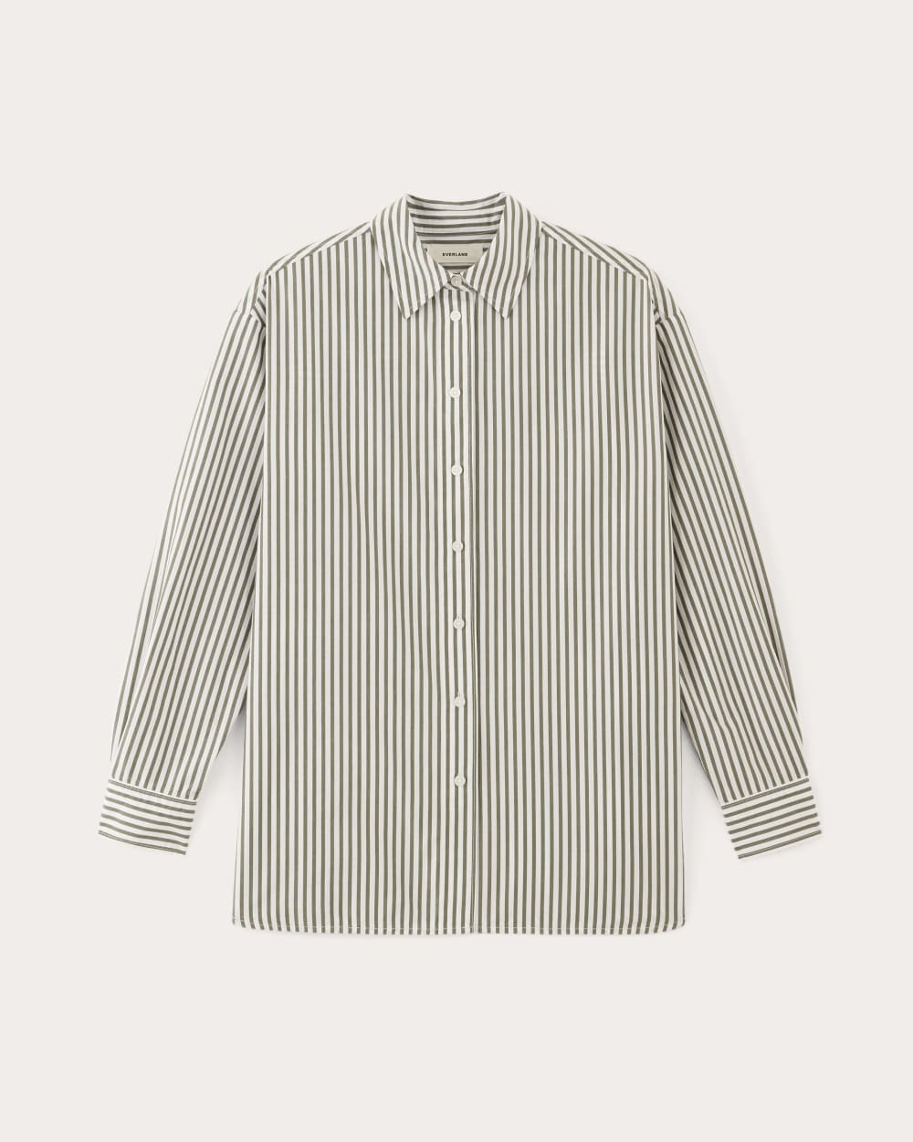 The Supima® Cotton Boyfriend Shirt | White / Moss Green - Image 2