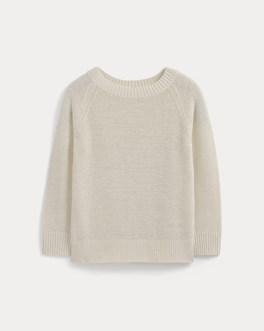 Wide-Neck Crew Sweater in Tape Yarn | Bone - Image 2