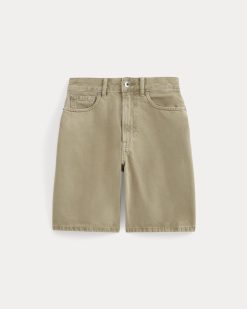 Alternative view of The Long A-Line Denim Short | Garment-Dyed Tan
