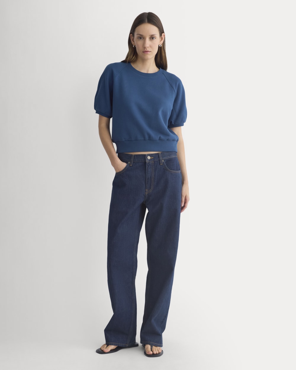 Lightweight Terry Blouson Short-Sleeve Crew | Blue Wing Teal - Image 3