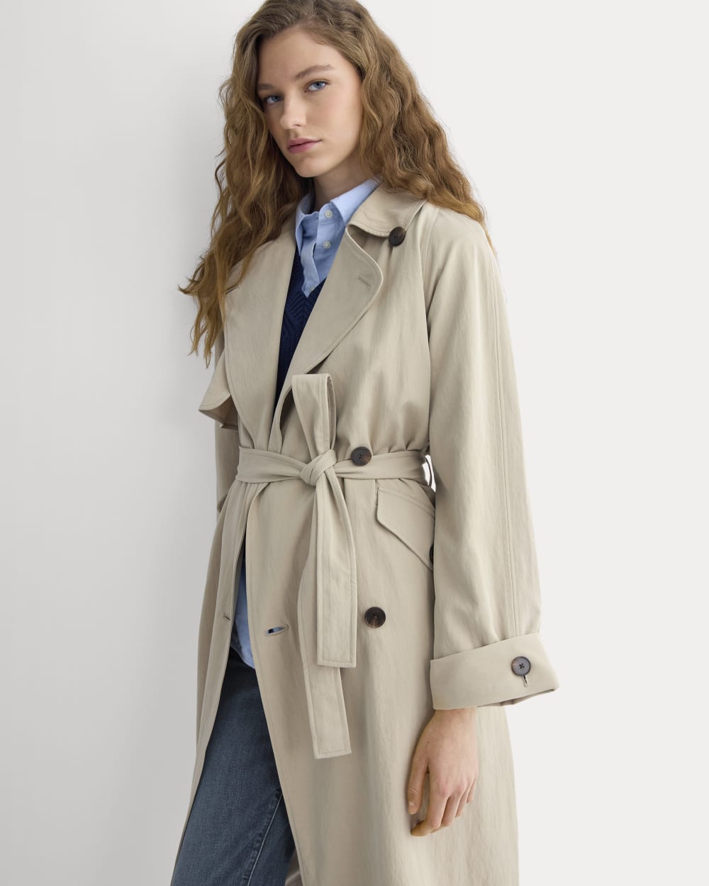 Drapey Twill Trench | Trench Coat Khaki - Image 4