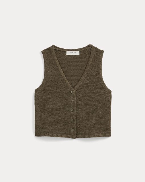 Alternative view of Button-Front Tank in Tape Yarn | Beech