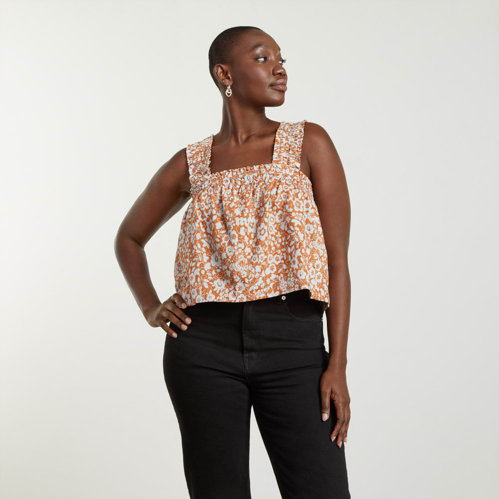 The Smocked Linen Cami | Honey Floral - Image 2