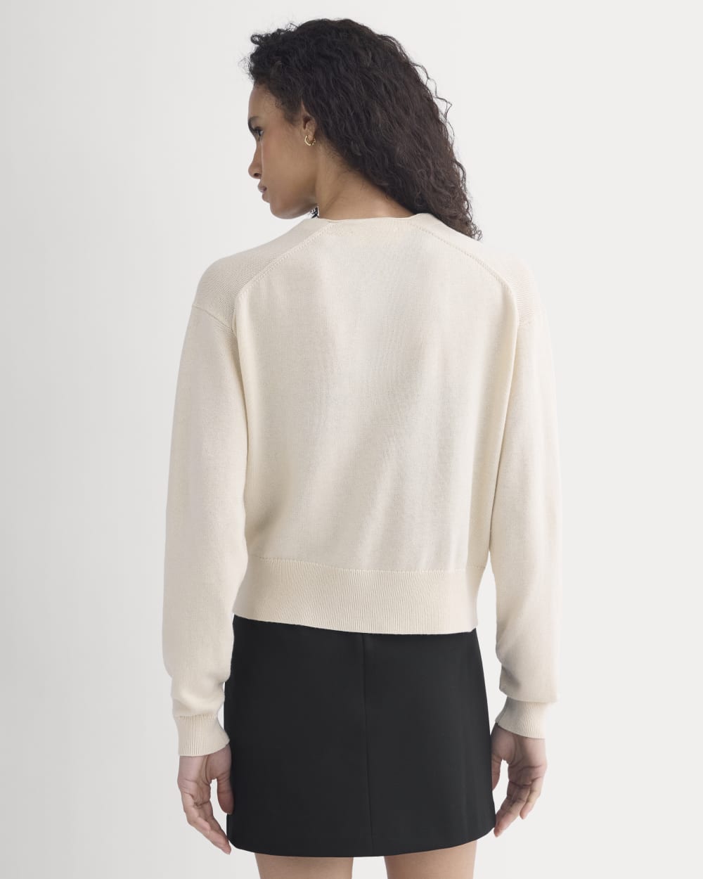 Deep V-Neck Cardigan in Cotton Merino | Canvas - Image 5