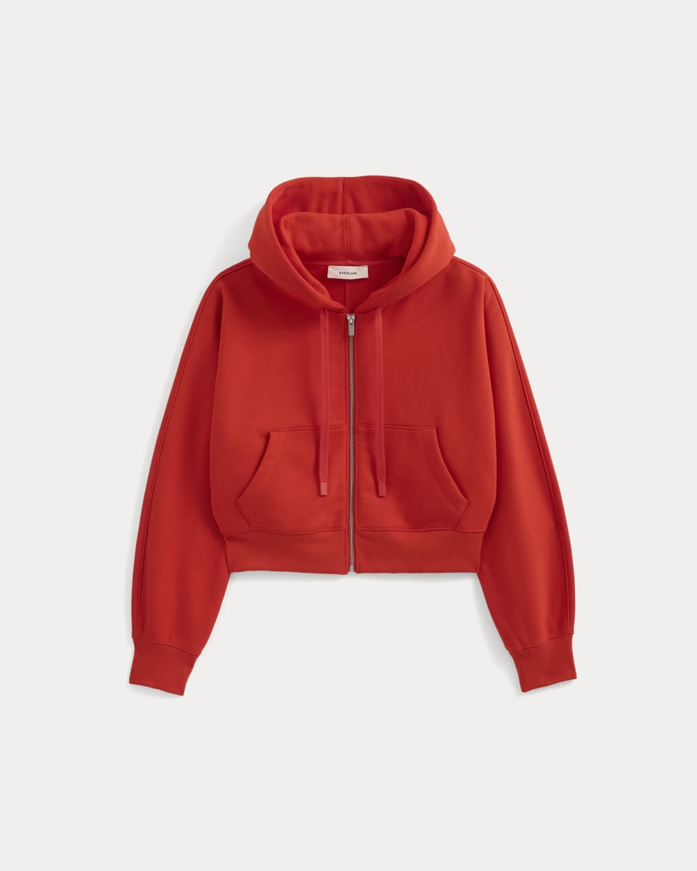 Luxe Fleece Full-Zip Cropped Hoodie | Fiery Red - Image 2