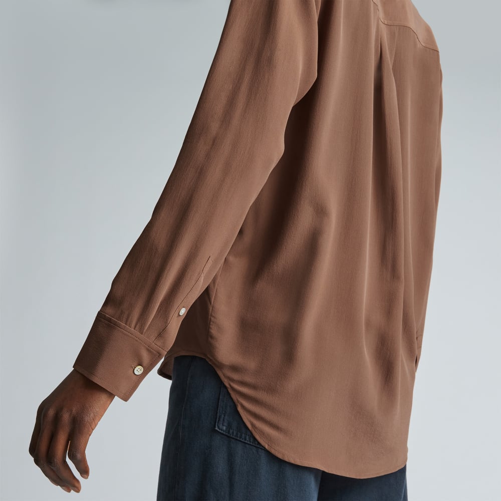 The Must-Have Shirt in Washable Silk | Carob Brown - Image 5