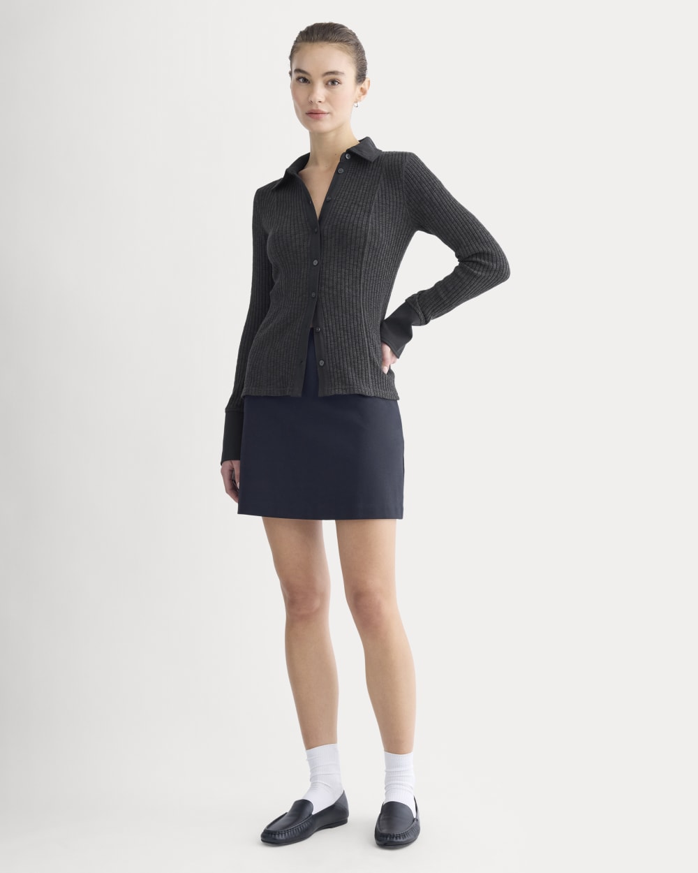 Cozy Rib Button-Up | Black - Image 3