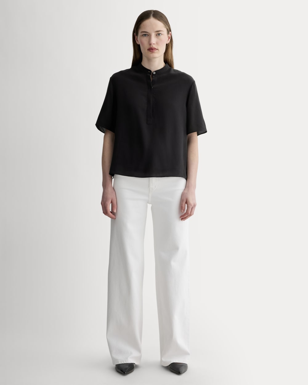 The Popover Top in Washable Silk | Black - Image 3