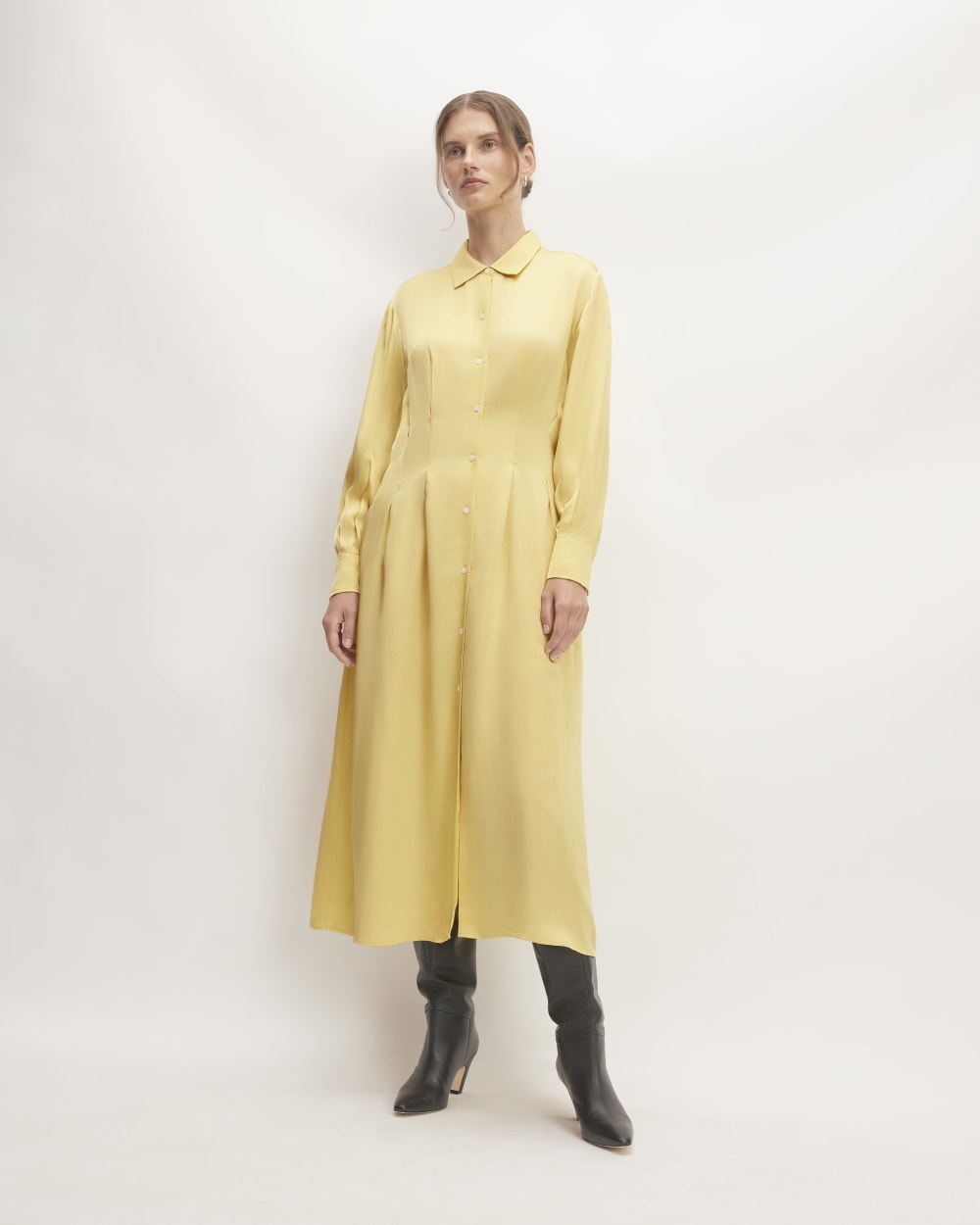 The Hammered Satin Shirt Dress | Raffia