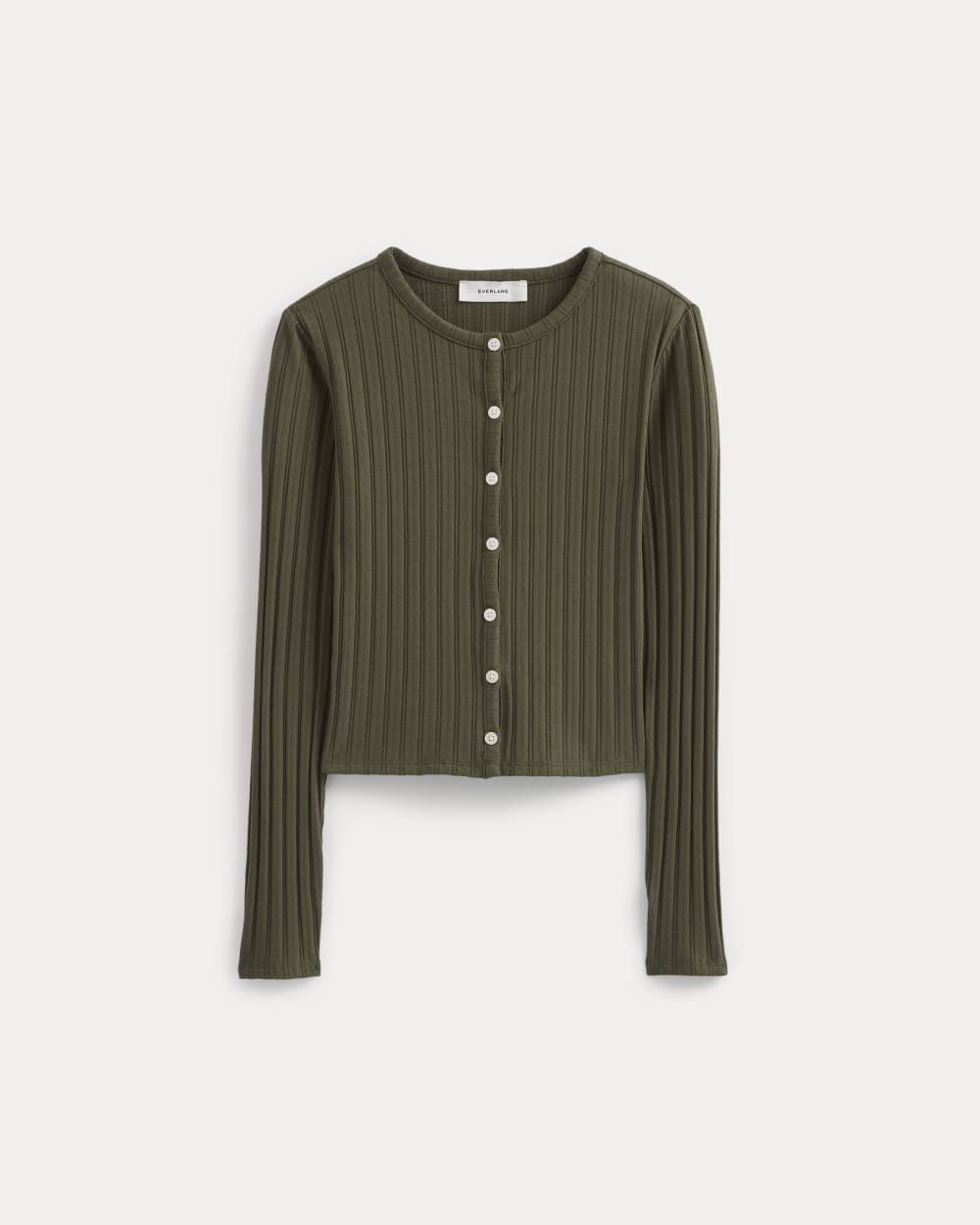 Cardigan in Pointelle | Olive Night - Image 2