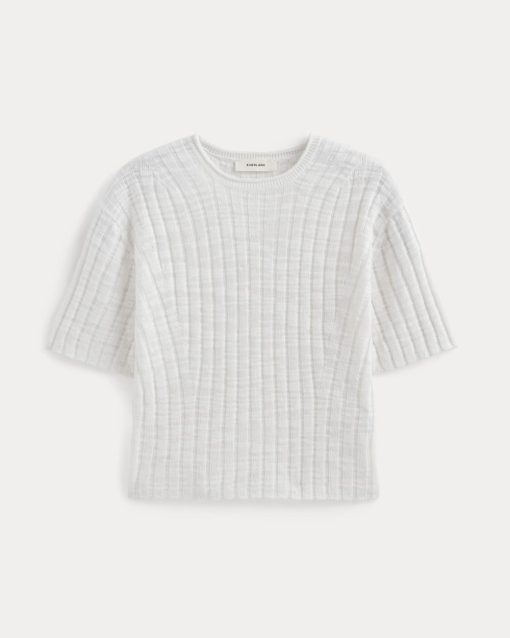 Alternative view of The Oversized Tee in Cotton Linen | White