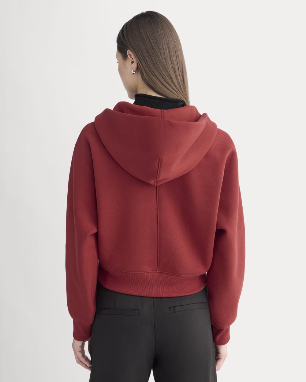 Luxe Fleece Full-Zip Cropped Hoodie | Merlot - Image 5
