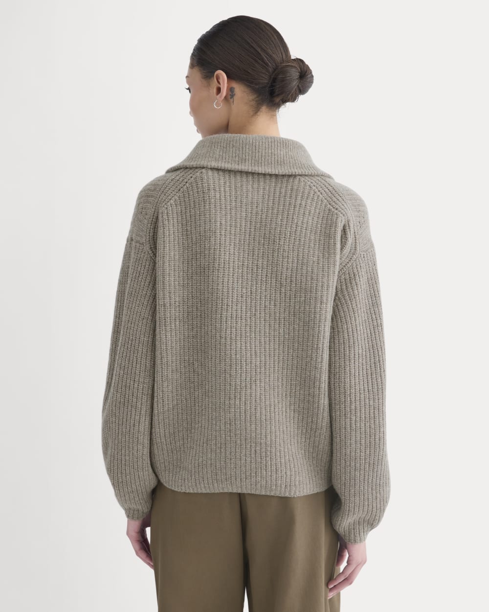 The Half-Zip Sweater in Luxe Merino | Heather Soft Taupe - Image 9