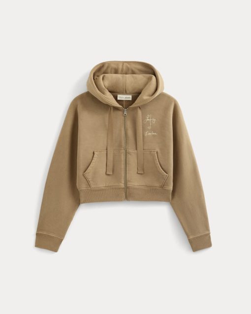 Alternative view of Everlane x The Laufey Foundation Cropped Full-Zip Hoodie | Weathered Clay