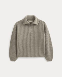 Alternative view of The Half-Zip Sweater in Luxe Merino | Heather Soft Taupe
