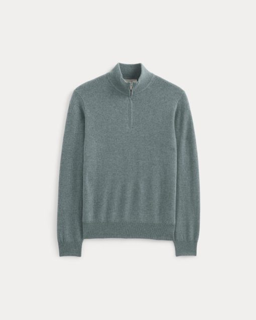 Alternative view of Cashmere Quarter Zip Sweater | Denim Blue