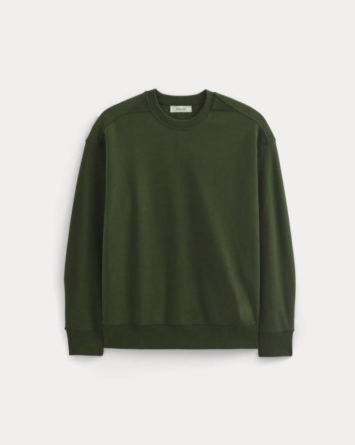 Alternative view of Twill Terry Jacquard Crew Sweatshirt | Dark Forest