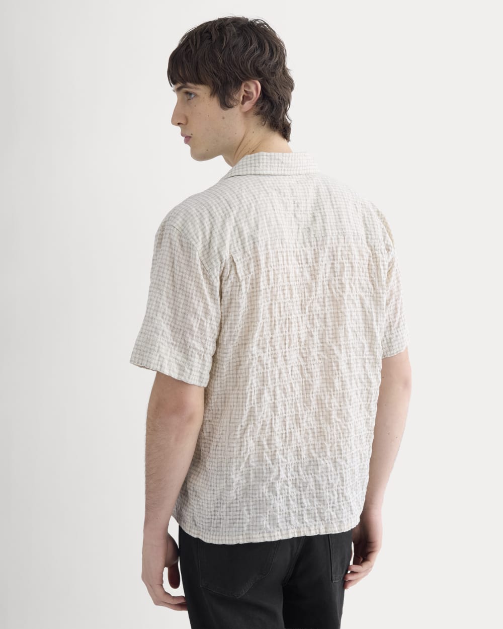 Textured Voile Resort Shirt | Natural Plaid - Image 5
