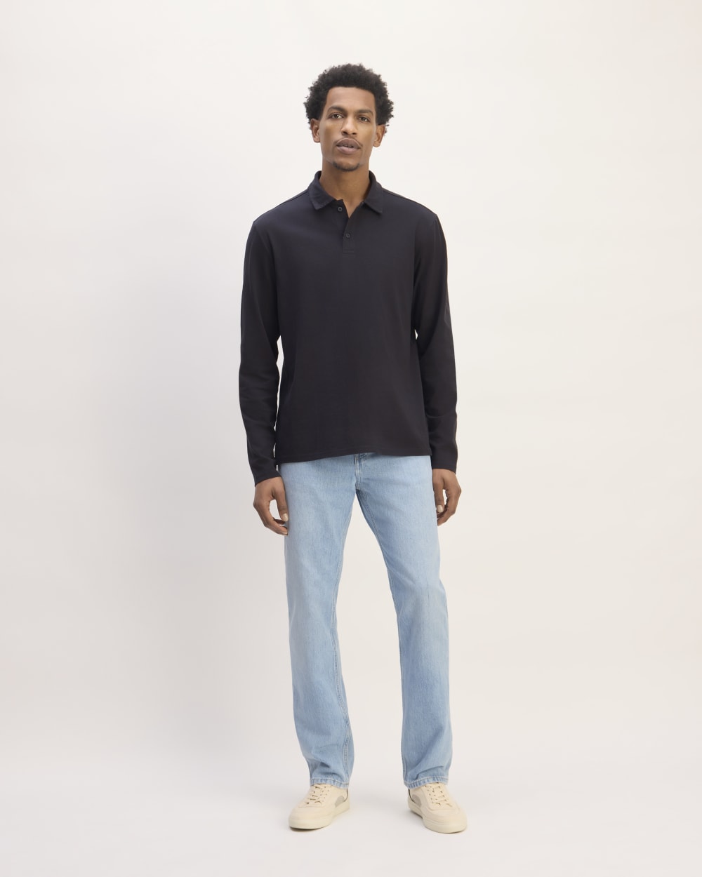 The Premium Weight Long-Sleeve Polo | Deep Navy - Image 3