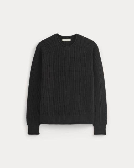 Alternative view of Waffle Rollneck Crew in Everyday Cotton | Black