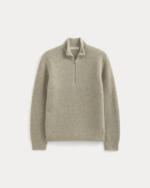 Alternative view of The Felted Merino Half-Zip Sweater | Heather Gravel Donegal